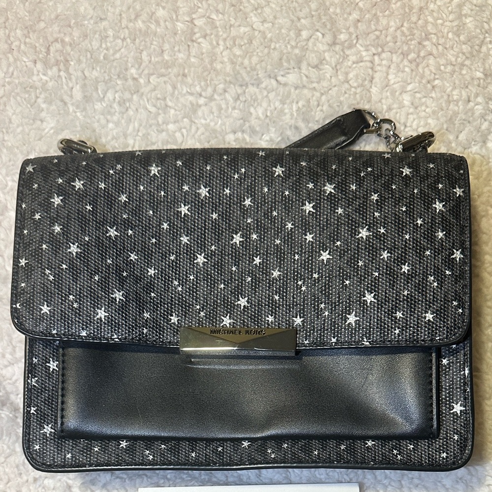 Michael Kors Jade Black and White Star Shoulder Bag